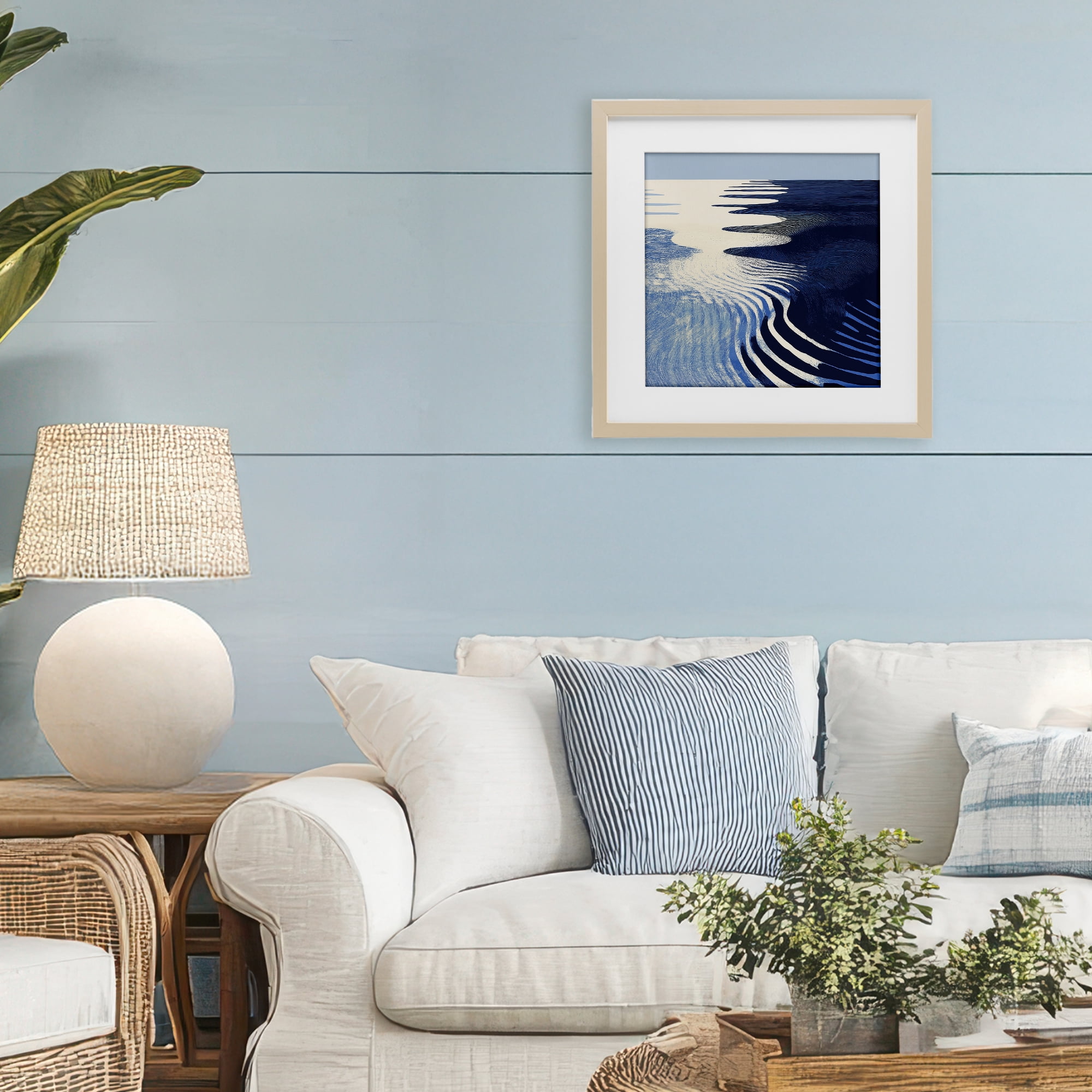 Stupell Industries Abstract Cobalt Ripples Birch Framed Print Under Glass, design by Walker Noble
