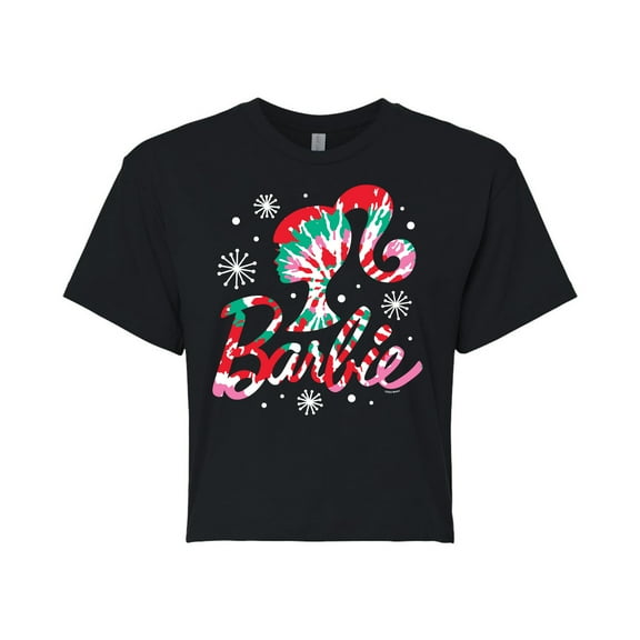 Barbie - Holidays & Christmas - Tie Dye Logo - Juniors Cropped Cotton Blend T-Shirt
