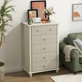 thumbnail image 2 of Fluted 5 Drawer Dresser , 45 Inch Tall Chest of Drawers for Bedroom and Living Room,Beige, 2 of 10