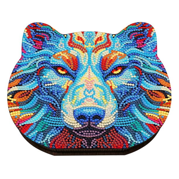 Caja de almacenamiento de joyería DIY Wdftyju con bordado de mosaico de diamantes de madera tigre para adultos y niños