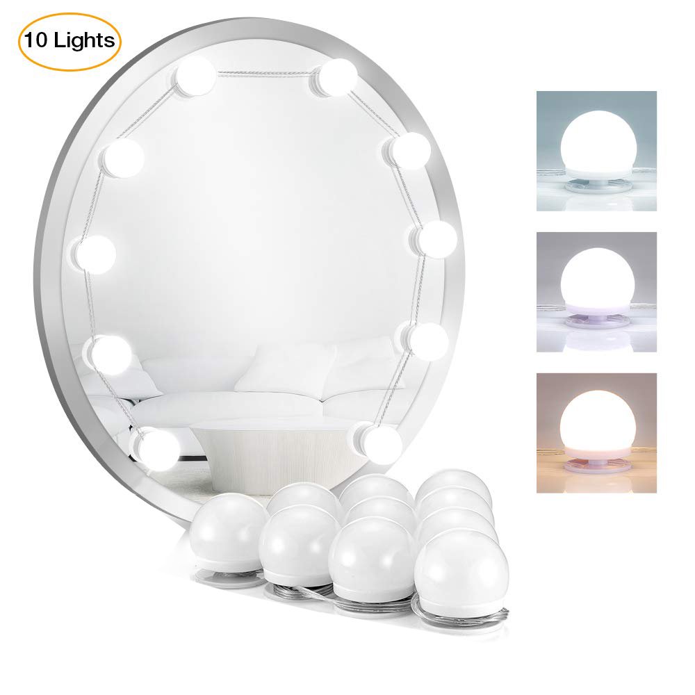 Makeup Portable Vanity Mirror Lights Kit 10 LED Light Bulbs for Vanity