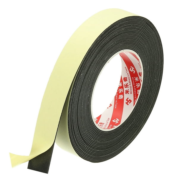 Cinta de sellado para puertas de 1 pulgada x 33 pies, cinta de espuma autoadhesiva EVA de 1 mm de grosor para aislamiento de puertas y ventanas, negra