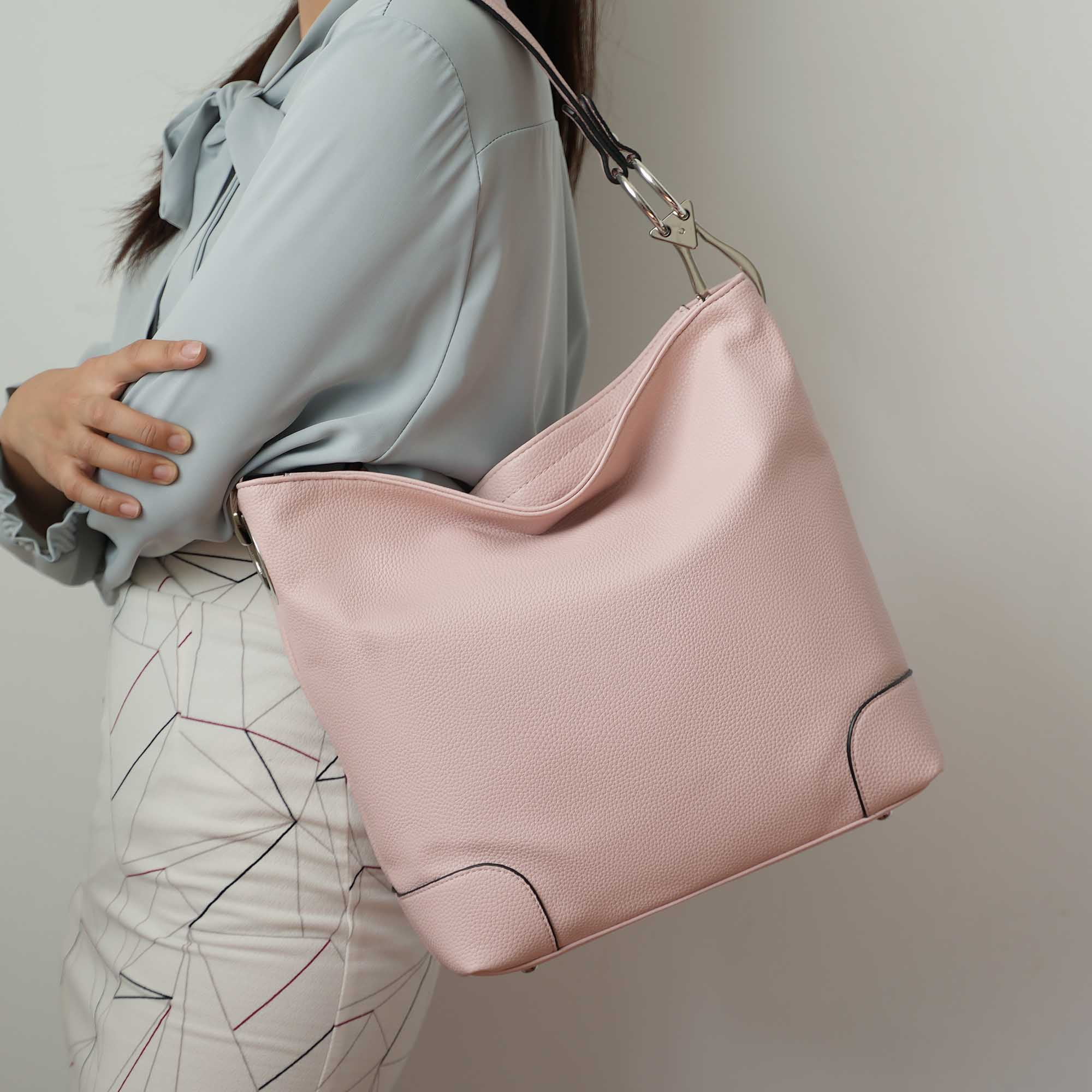 MKF Collection Viviana Vegan Leather Women’s Hobo Bag with Wristlet – 2 pieces by Mia K - Navy