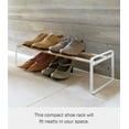 thumbnail image 2 of Yamazaki Home Stackable Shoe Rack, White, Steel,  Holds up to 4 pairs of shoes per shelf, Supports 6.6 pounds, Stackable, 2 of 5