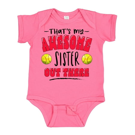

Inktastic That s My Awesome Sister out There with Softballs Gift Baby Boy or Baby Girl Bodysuit