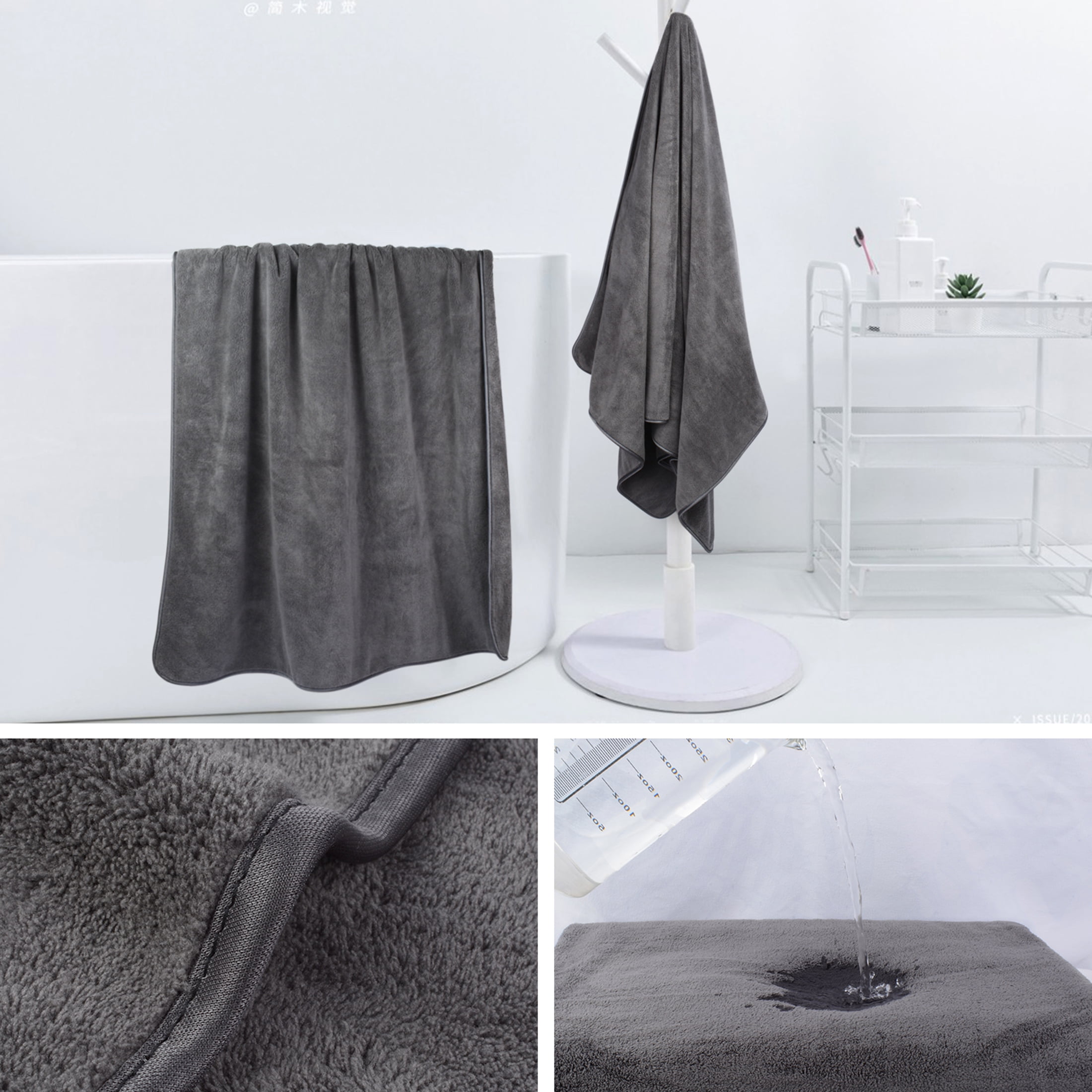 Eurow Microfiber Bath Towels, Gray, 2 Pack