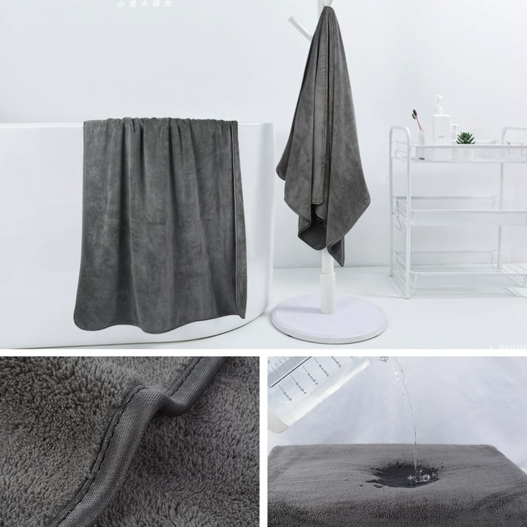 Gray Oversized Microfiber Bath Towel (Set of 2)