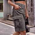 thumbnail image 3 of Ounisa Women's Casual Loose Fit Multi-Pockets Twill Bermuda Cargo Shorts Y2K Baggy Knee Length Shorts Grunge Techwear, 3 of 6