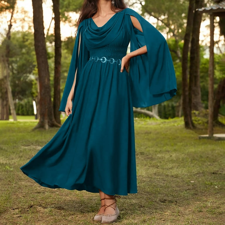soft flowy dresses Waves Maxi Dress in Blue | Off The Shoulder Flowy Maxi Dress main image 1