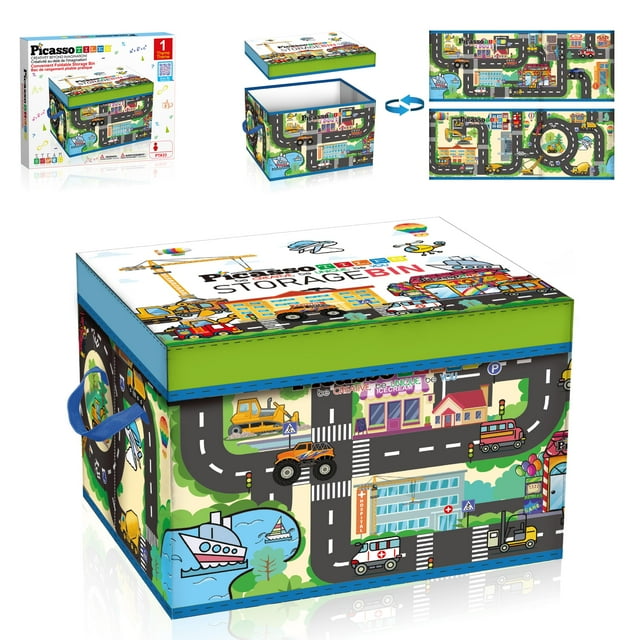 Organizador de juguetes PicassoTiles con forma de azulejo magnético plegable con diseño de ciudad