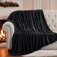 thumbnail image 5 of RUIKASI Brushed Flannel Blanket Black King, Super Soft and Cozy Blankets All Season Use, 5 of 9