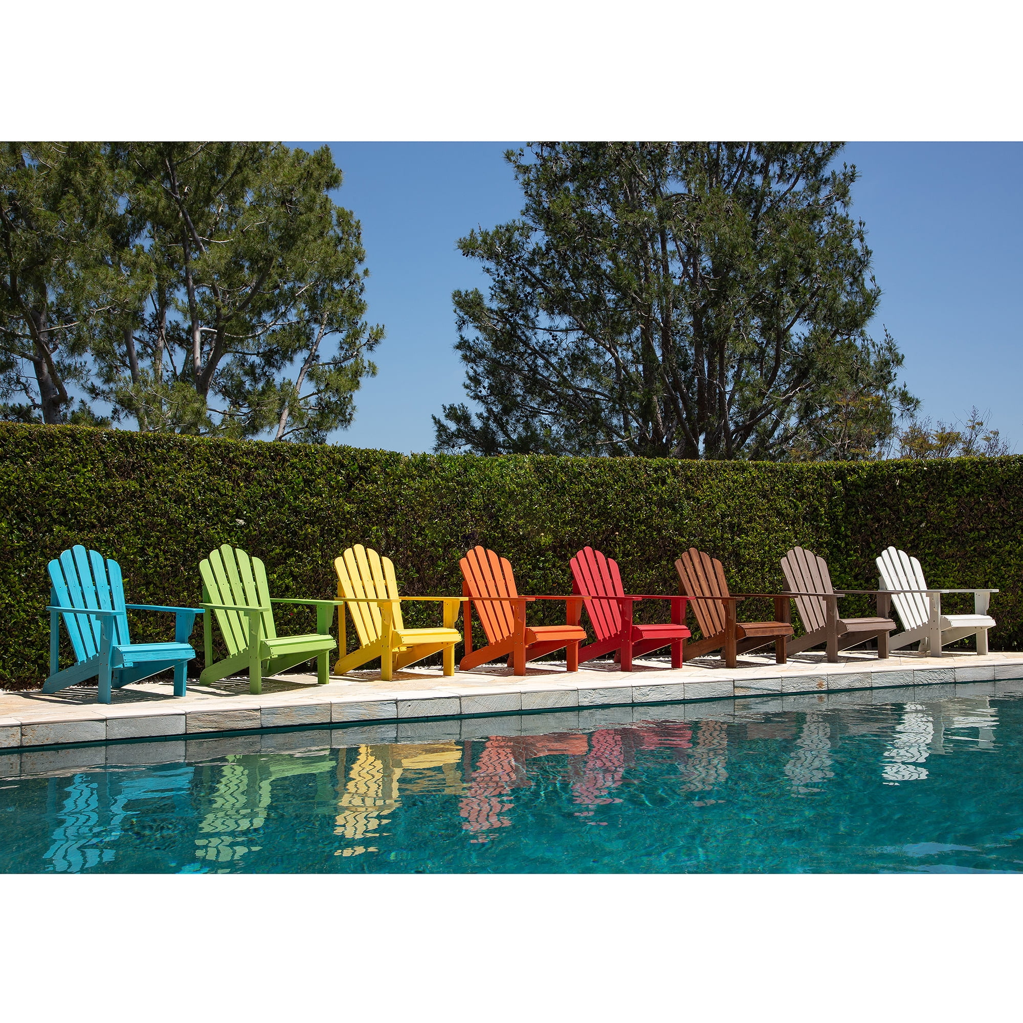 Shine Company Traditional Cedar Wood Patio Porch Adirondack Chair in Black
