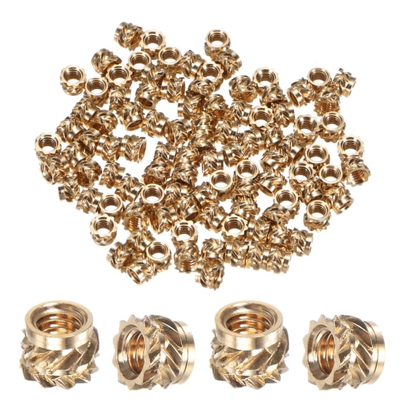 Uxcell 100-Pack Threaded Inserts - M2.5 x 3mm Brass Heat Set Insert Nuts 4mm OD