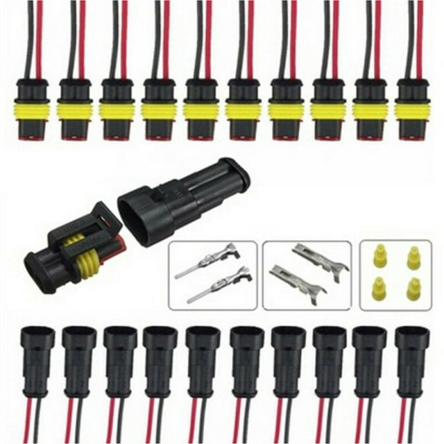 5Pcs 2-Pin Car Waterproof Electrical Connector Plug for Motorcyle Scooter