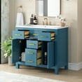 thumbnail image 5 of 36'' Bathroon Vanity with Resin Sink Combo Set,Modern Freestanding Single Bathroom Cabinet with 4 Drawers & 2 Cabinets,Storage Cabinet for Bathroom, Solid Wood Frame Vanity Set, Blue, 5 of 8