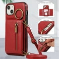 thumbnail image 4 of Decase Compatible with iPhone 14 Case with Card Holder and Strap for Women,Crossbody Lanyard,Stand Ring Kickstand,Snap Clasp,Phone Wallet Case,Red, 4 of 10