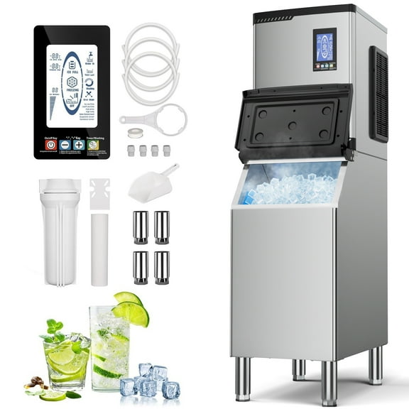 Joreek Commercial Ice Maker Machine, 700 LBS/24h Ice Machine with Large 400 LBS Storage Bin, 234 Ice Ready in 8-12 Min, Self-Cleaning Commercial Ice Maker for Bar, Restaurant, Cafe