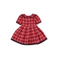 thumbnail image 2 of Baby Girls Princess Dress, Infant Red Plaid Pattern Short Sleeve Ruffled Collar Skirt with Bow Knot Waistband, 0-5 Years, 2 of 5