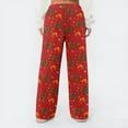 thumbnail image 4 of Hearthz Christmas Fleece Pajama Pants for Women Fuzzy Winter Warm Thermal Pj Bottoms Women Wide Leg Drawstring Sleep Pant, 4 of 4