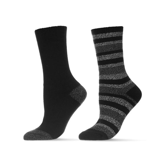 MeMoi 2 Pairs Women's Multi Stripes Buttersoft Crew Socks - Mens - Male