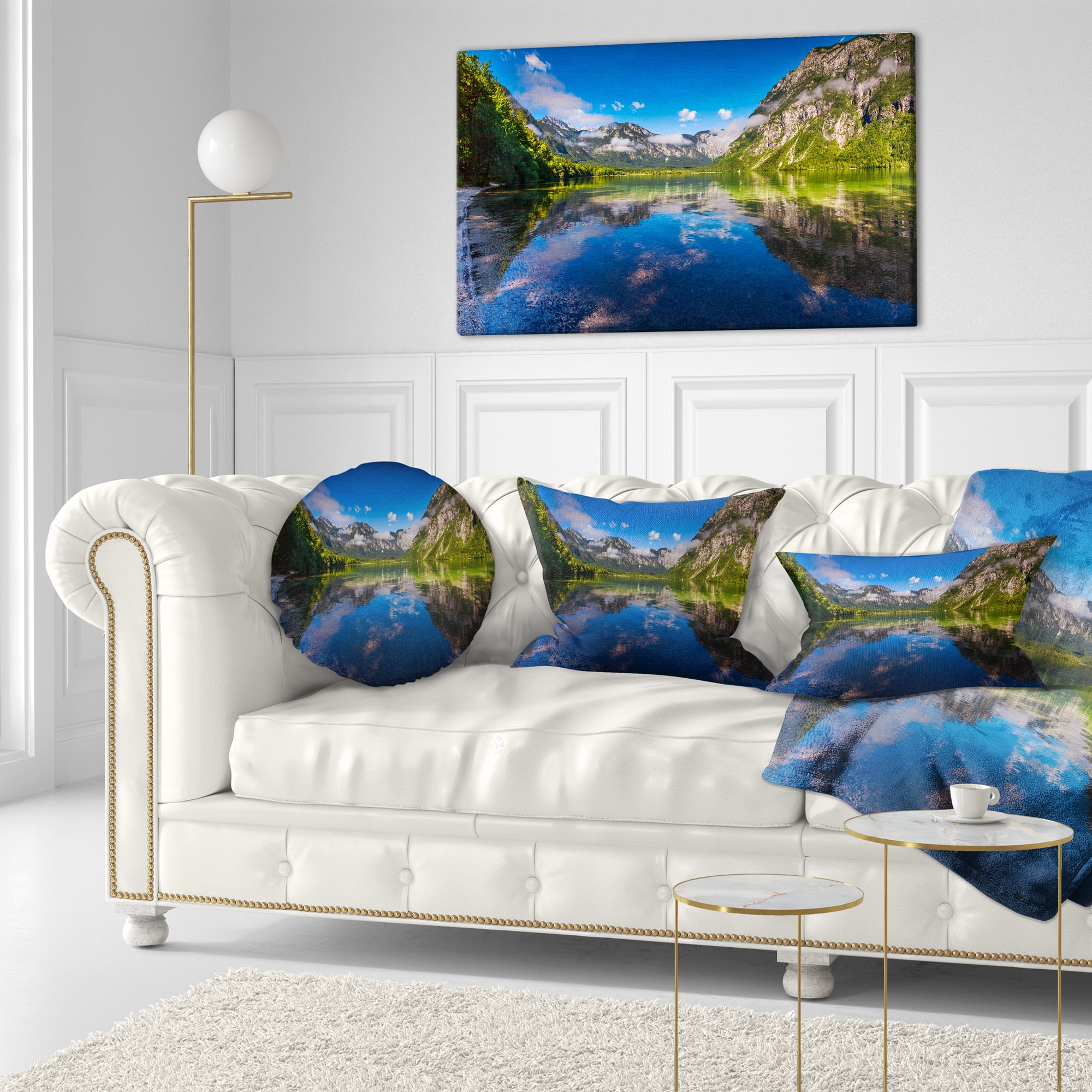 Designart Bohinj Lake in Triglav National Park - Landscape Printed Throw Pillow - 12x20