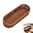 thumbnail image 2 of Silverware Organizer Basket, Rattan Dinnerware Storage Container for Fork, Knife, Plastic Woven Organizer Bin for Drawer, Kitchen Counter, Bathroom Vanity and Desktop Decoration, 9.84x3.54x1.97 inch, 2 of 5