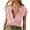 Pink, variant on Summer Blouses for Women 2024 Short Sleeve Women Solid Deep V Neck Low Cut Tops Casual Ribbed Knit T-Shirts Summer Short Sleeve Tees Tops