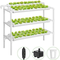 VIVOSUN Hydroponic Grow Kit, 3 Layers 90 Plant Sites 10 PVC Pipes , Water Pump, Pump Timer, Nest Basket and Sponge