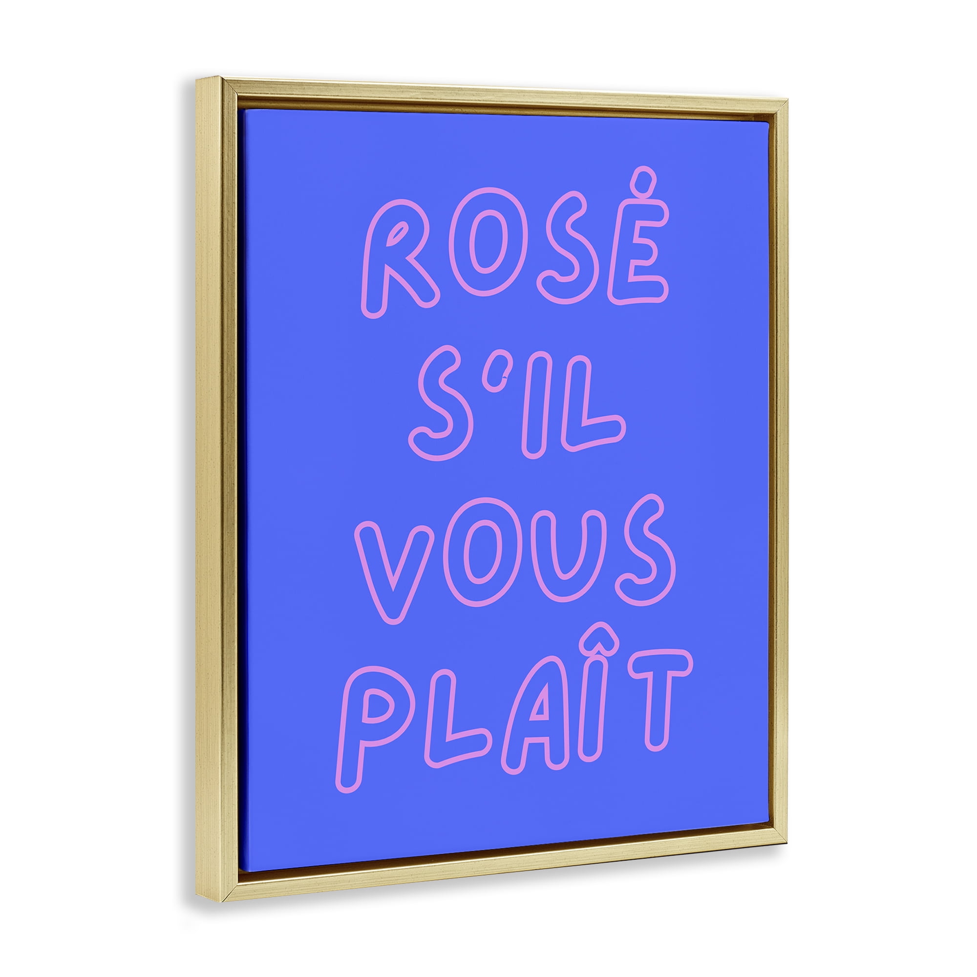Stupell Industries Rosé Please Phrase Food & Beverage Painting Gold Floater Framed Canvas Art Print Wall Art, 25 x 31