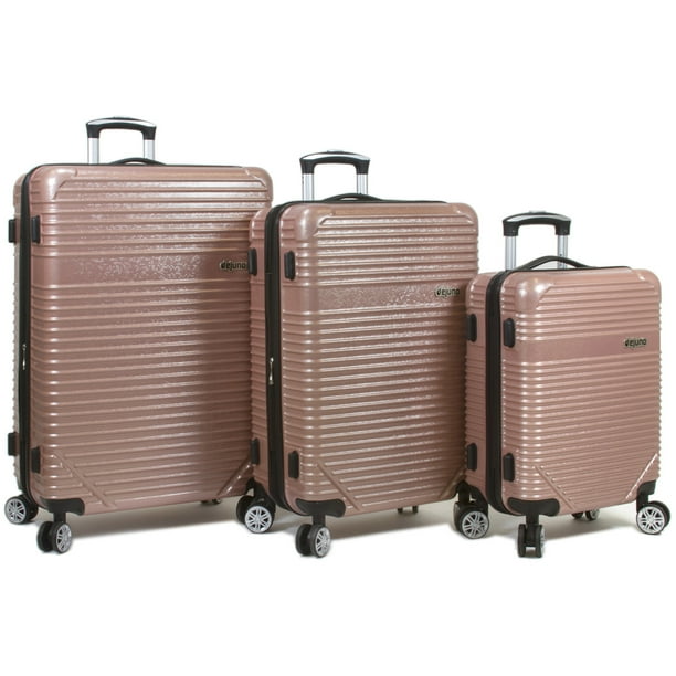 Dejuno Dejuno Luna Lightweight 3Piece Hardside Spinner Luggage Set Rose Gold