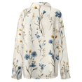 thumbnail image 4 of WTOBBY Women's Floral Print Button Down Long Sleeve Shirt, Classic Collar Casual Blouse Top with Soft Texture, Perfect for Spring Fall Office and Weekend,Beige L, 4 of 6