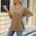 thumbnail image 4 of Women's Fashion Casual Solid Color Round Neck Loose Short Sleeved T Shirt Top Short Sleeve T Shirts for Women Athletic Wear for Woman Women's Loose Fit Tees Tops for Leggings Short Sleeve Our Womens, 4 of 7