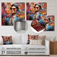 thumbnail image 4 of Designart "Creative art woman fasion portrait III In Blue and Pink"Fashion Woman Metal Wall Art Blue Glam Living Room Wall Art, 4 of 6