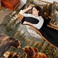 thumbnail image 4 of Manfei Wild Bear Plaid 7-Piece King Bedding,Vintage Wooded Pine King Bed in a Bag,Brown,Black Reversible, 4 of 7