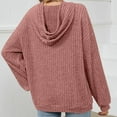 thumbnail image 4 of DDAPJ pyju Womens Lightweight Hoodie Sweaters Long Sleeve Ribbed Knit Hooded Sweatshirt Casual Loose Knitted Tops Fall Fashion Hoodies Pink L, 4 of 7