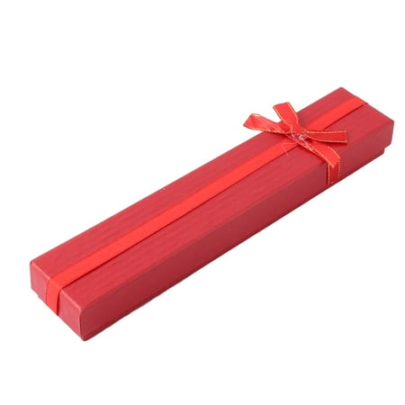 Unique Bargains Cardboard Rectangle Shape Bowknot Decor Choker Necklace Bracelet Gift Box Red