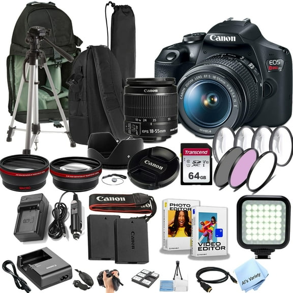 Canon EOS Rebel T7 DSLR Camera Bundle, 24MP CMOS Sensor, 4K, Black, 1 Count