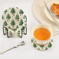 thumbnail image 6 of 6 Pcs Drink Coasters with Holder 3.94in Woven Coasters for Drinks Watercolor Green Christmas Tree Coaster Set for Protection Table, 6 of 7