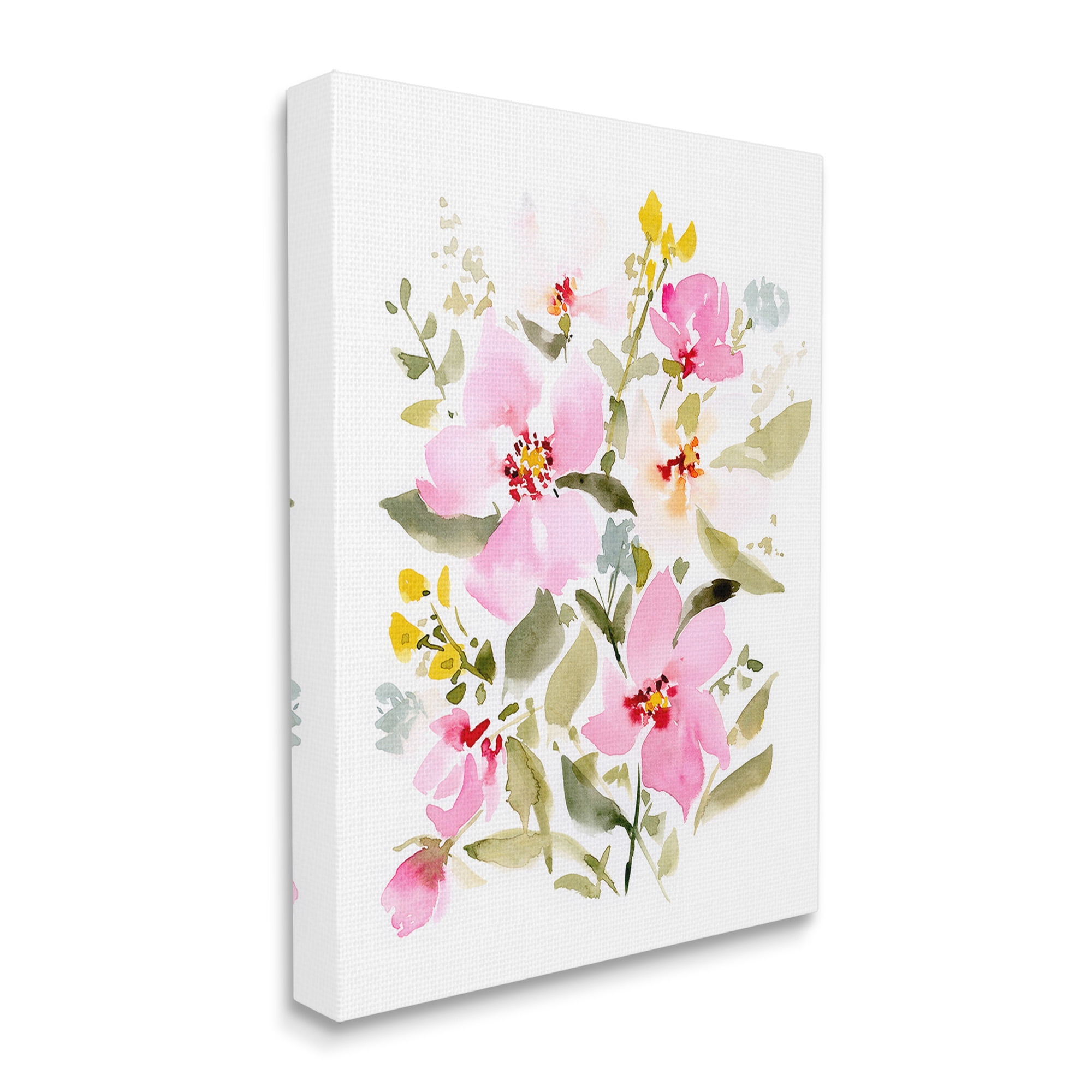 Stupell Industries Pink Blossom Pattern Botanical & Floral Painting Gallery Wrapped Canvas Art Print Wall Art, 16 x 20
