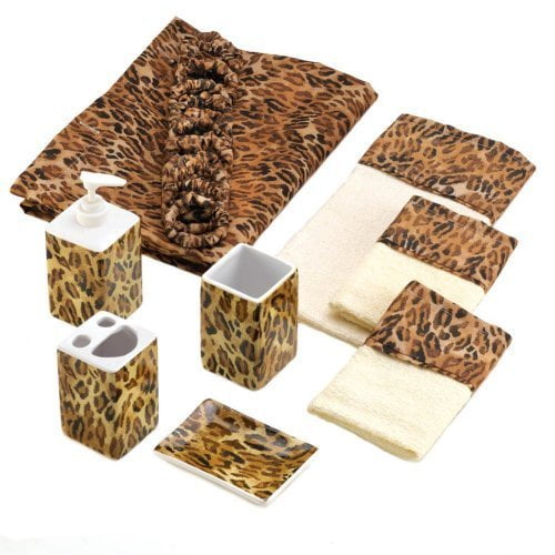 Leopard Print Bathroom Accessories Set Bath Ensemble - Walmart.com