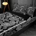 thumbnail image 3 of meiyoeat Monochrome Paisley Zipper Queen Comforter Set with Fitted Sheet and 2 Pillowcases,Bold Pattern Zipper Bedding Set For Adults,Black White,Black Reversible,4-Piece, 3 of 7