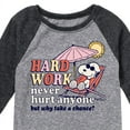 thumbnail image 3 of Peanuts - Hard Work - Toddler And Youth Raglan Graphic T-Shirt, 3 of 5