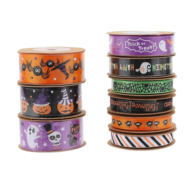 9 Rolls Creative Halloween Ribbons Gift Packing Ribbon Fabric Ribbon DIY Ribbons