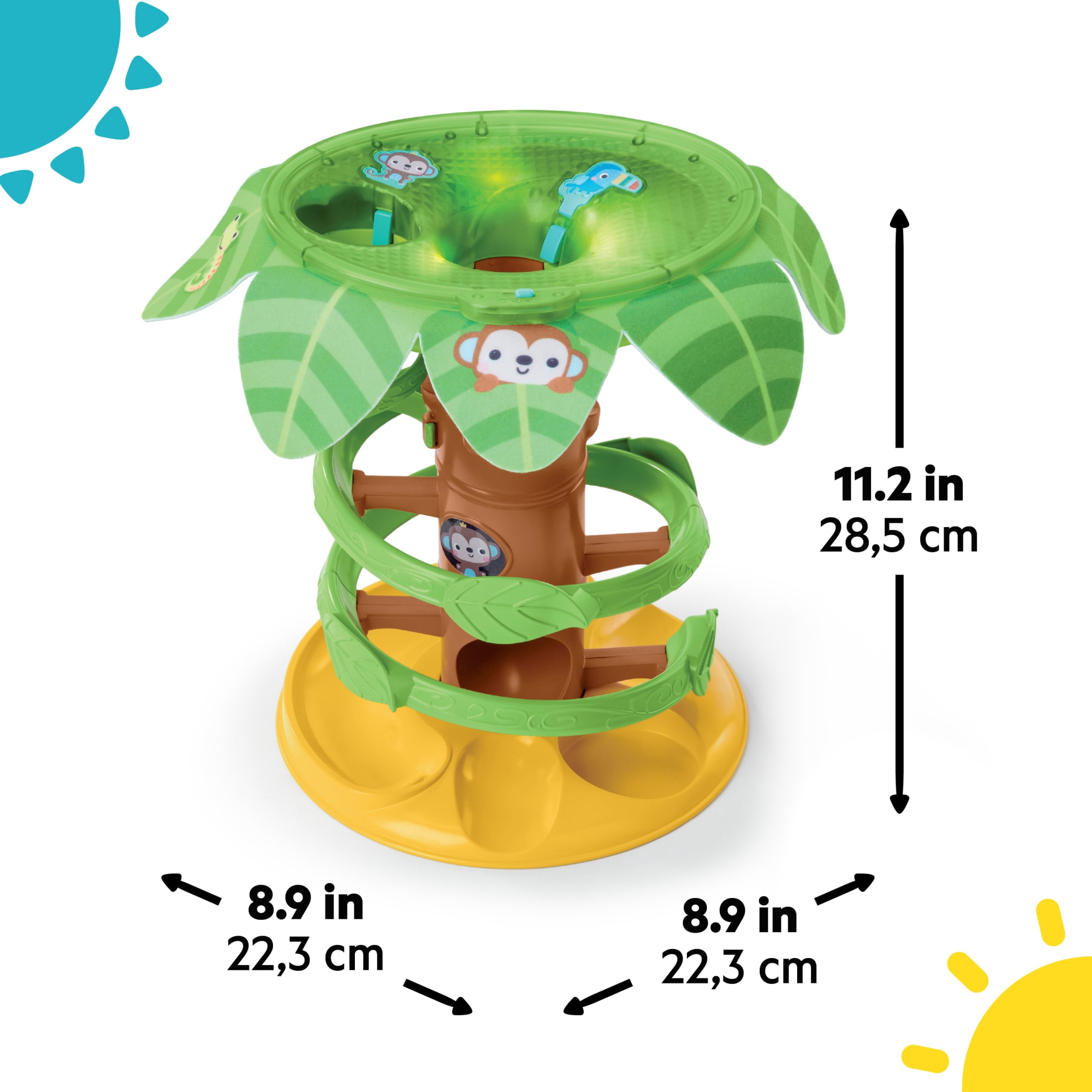 Bright Starts Tropical Twirl Ball Play Toy, Unisex, Multicolor, Ages Infant to Toddler