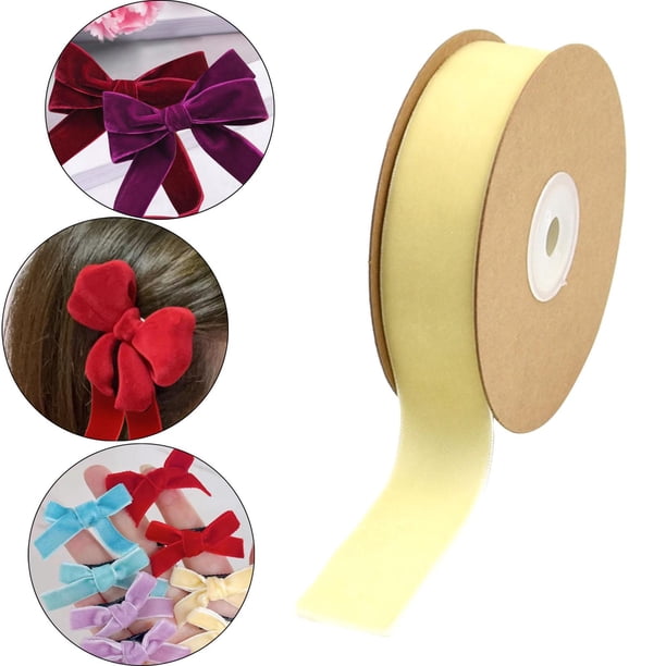 Cinta de terciopelo Cinta decorativa Cintas flocadas DIY con carrete Cinta de floristería para envolver regalos Costura Fabricación de moños de Beige