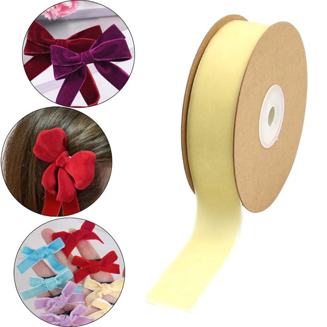 Cinta de terciopelo Cinta decorativa Cintas flocadas DIY con carrete Cinta de floristería para envolver regalos Costura Fabricación de moños de Beige