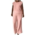 thumbnail image 2 of Wensltd Women's Summer Outfits Beach Vaction Wide Leg Pants Suit, 2 of 6