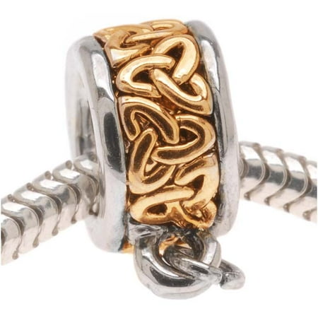22K Gold Plated Celtic Knot Trinity Bead - Charm Bail With Loop - European Style Large Hole (1)