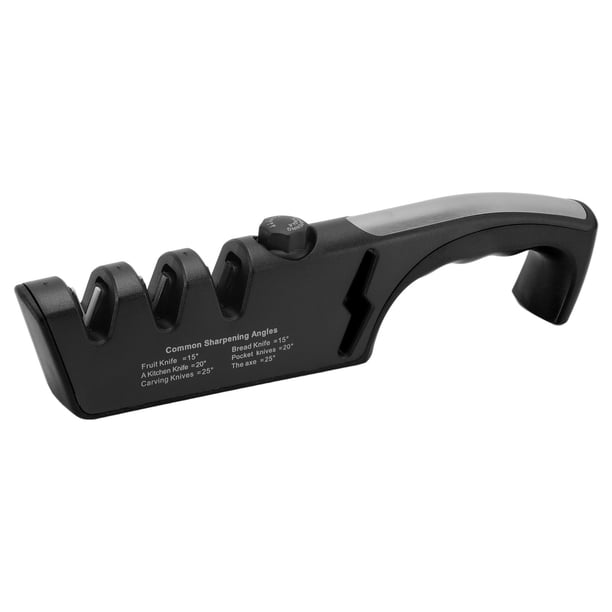 Afilador de cuchillos Diamond Black ergonómico multifuncional ajustable de 3 etapas para cocina.