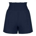 thumbnail image 4 of Ulitacool Womens Shorts Summer Solid Color Loose Fit Slacks Straight Leg Pants High Waist Strap Shorts Charm Wear S Navy, 4 of 6